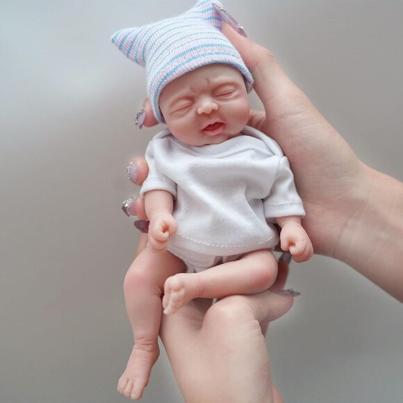 🆕7 Inch Full Body Silicone Black Baby Doll Boy  Lucy Mini Newborn Baby Dolls - Picture 4 of 4